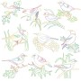 Colorful Vintage Birds Embroidery Design Bundle-1