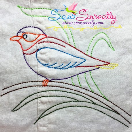 Colorful Vintage Bird-3 Embroidery Design- 1