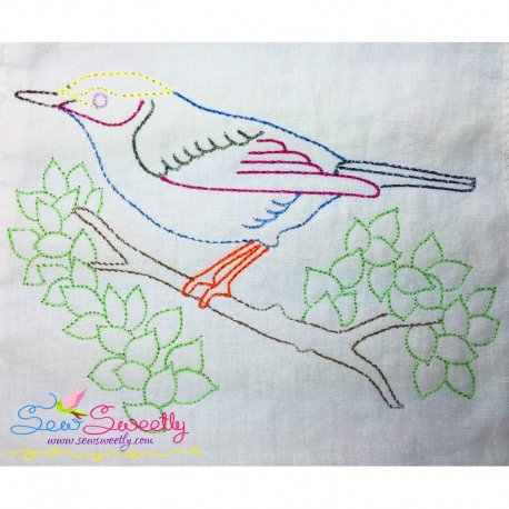Colorful Vintage Bird-5 Embroidery Design- 1