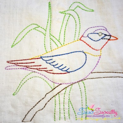 Colorful Vintage Bird-9 Embroidery Design