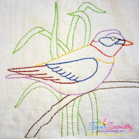 Colorful Vintage Bird-9 Embroidery Design Pattern