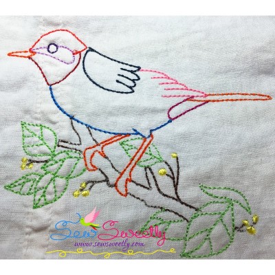 Colorful Vintage Bird-10 Embroidery Design