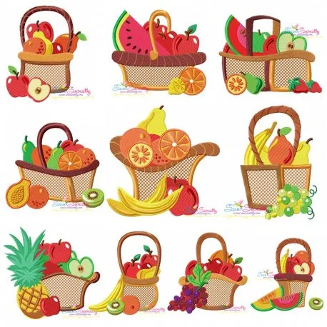 Colorful Fruit Baskets Embroidery Design Bundle-1