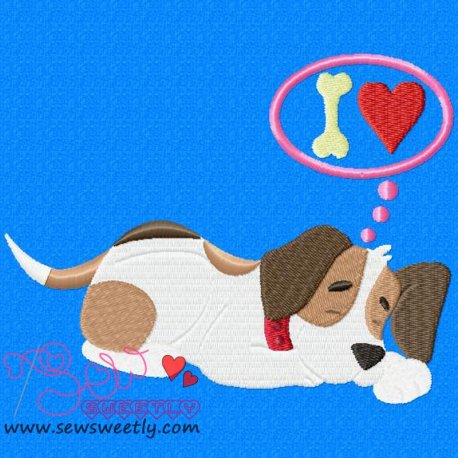 Beagle Dog Dreaming Embroidery Design- 1