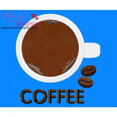 Coffee Cup Applique Design Pattern-1