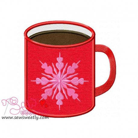 Red Coffee Mug Applique Design Pattern-1