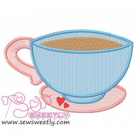 Beautiful Tea Cup Embroidery Design Pattern