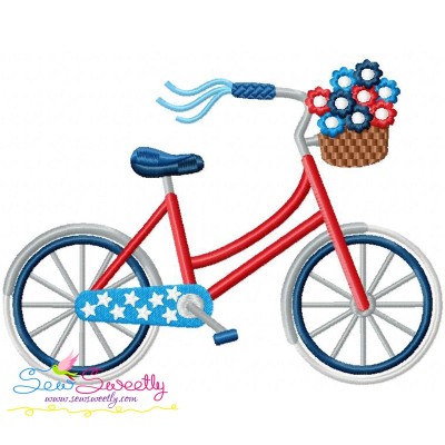 4th of July Bicycle Embroidery Design Pattern-1