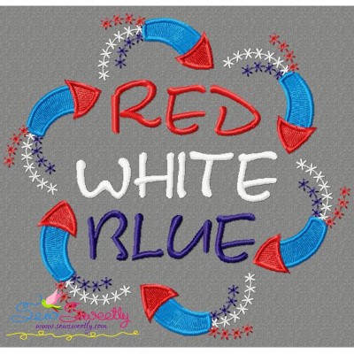 Red White Blue Embroidery Design Pattern-1
