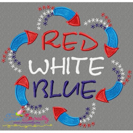 Red White Blue Embroidery Design- 1