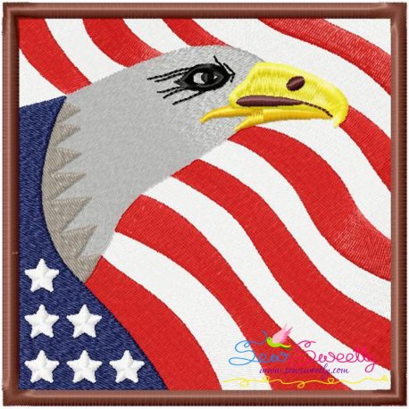 4th of July Eagle With Flag Embroidery Design- 1