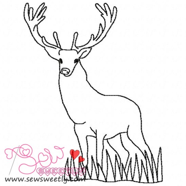 Deer Outline-1 Embroidery  Design-1