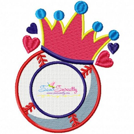 Baseball Crown Monogram Embroidery Design Pattern