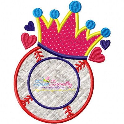 Baseball Crown Monogram Applique Design Pattern-1