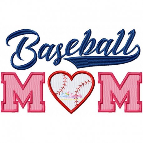 Baseball Mom Embroidery Design Pattern