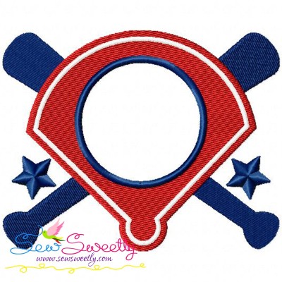 Baseball Diamond Monogram Embroidery Design Pattern-1