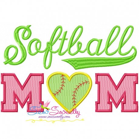 Softball Mom Embroidery Design Pattern-1