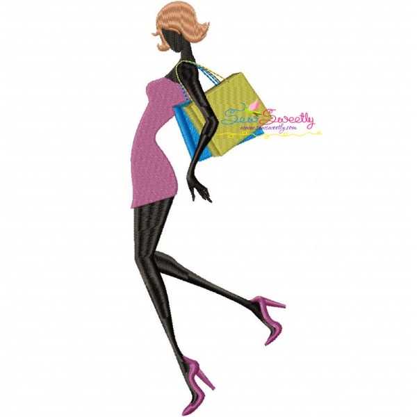 Shopping Lady-5 Embroidery Design Pattern-1