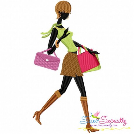 Shopping Lady-6 Embroidery Design Pattern