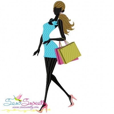 Shopping Lady-7 Embroidery Design- 1