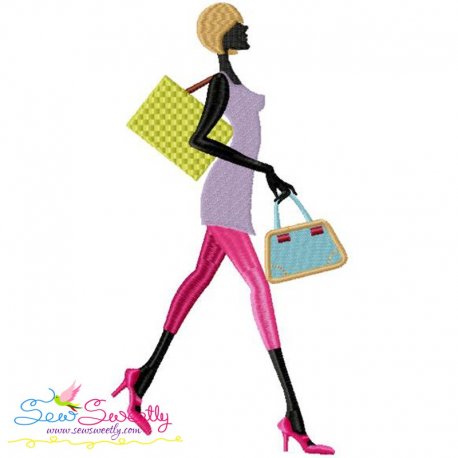 Shopping Lady-9 Embroidery Design Pattern