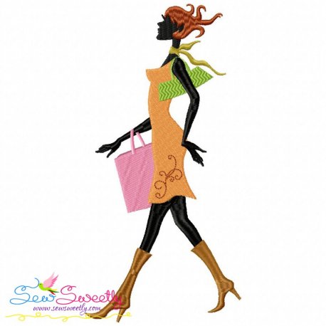 Shopping Lady-12 Embroidery Design Pattern