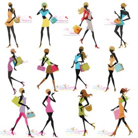 Shopping Ladies Embroidery Design Bundle-1
