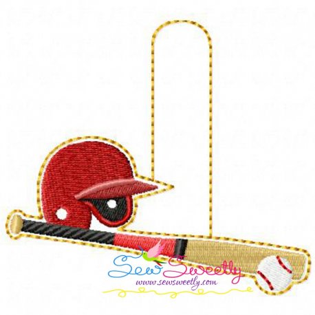 Baseball With Helmet Key Fob In The Hoop Embroidery Design Pattern-1