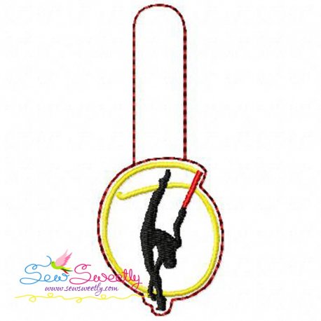 Rhythmic Gymnastics With Ribbon Key Fob In The Hoop Embroidery Design Pattern-1