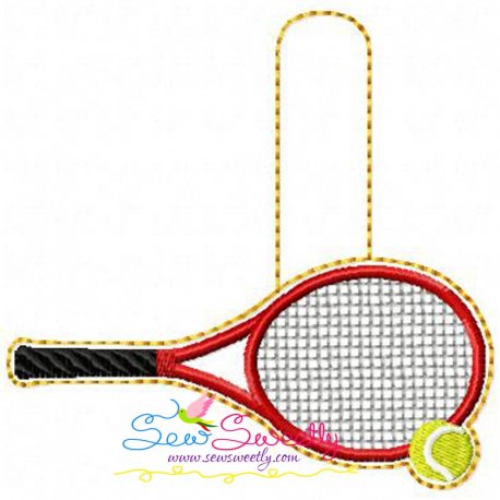 Tennis Racket And Ball Key Fob In The Hoop Embroidery Design Pattern-1