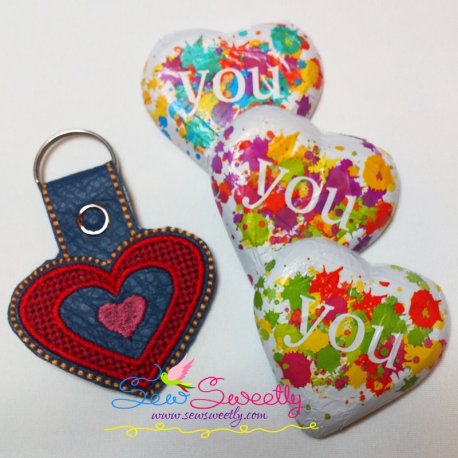 Heart Key Fob In The Hoop Embroidery Design Pattern-1