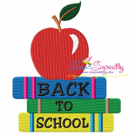 Back To School Books And Apple Embroidery Design Pattern-1