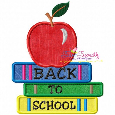 Back To School Books And Apple Applique Design Pattern-1