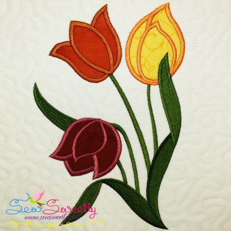 Tulip Flowers Applique Design- 1