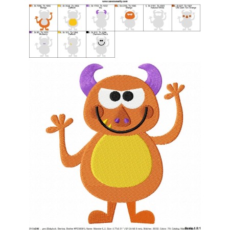 Monster Embroidery Pattern Monster Embroidery Design Pattern