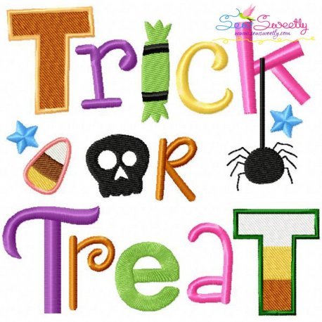 Trick or Treat Embroidery Design Pattern-1