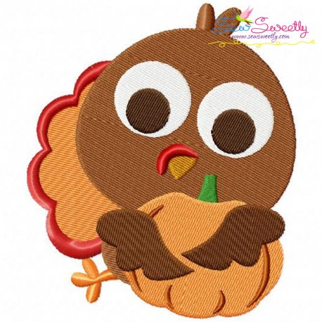 Turkey With Pumpkin Embroidery Design Pattern-1