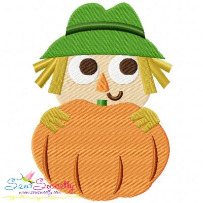 Scarecrow With Pumpkin Embroidery Design Pattern-1