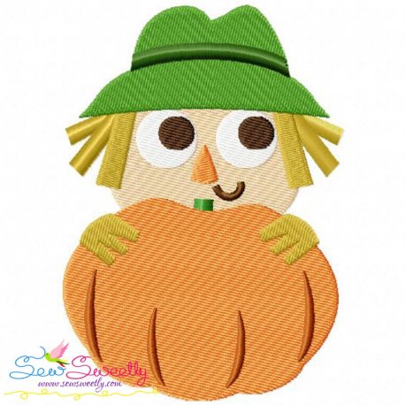 Scarecrow With Pumpkin Embroidery Design- 1