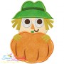 Scarecrow With Pumpkin Applique Design Pattern-1