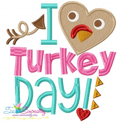 I Heart Turkey Day Lettering Embroidery Design Pattern-1
