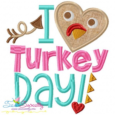 I Heart Turkey Day Lettering Applique Design Pattern-1