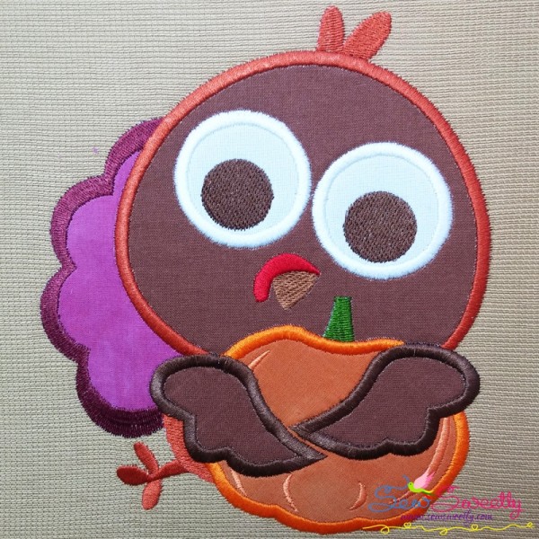 Turkey With Pumpkin Applique Design Pattern-1