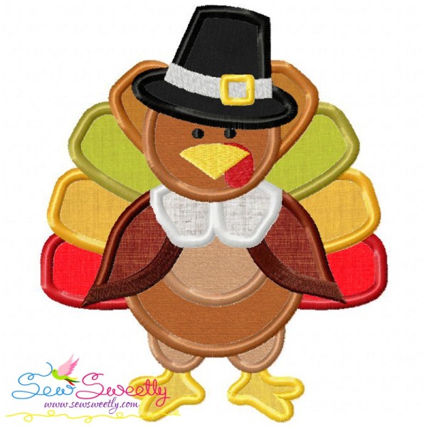 Pilgrim Turkey With Hat Applique Design Pattern-1