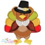 Pilgrim Turkey With Hat Applique Design Pattern-1