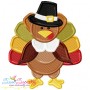 Pilgrim Turkey With Hat Embroidery Design Pattern-1