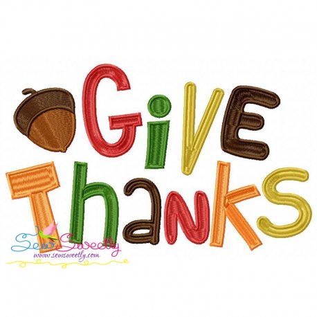 Give Thanks Lettering Embroidery Design Pattern-1