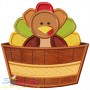 Turkey in Barrel Applique Design Pattern-1