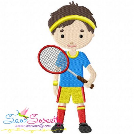 Badminton Player Embroidery Design Pattern-1