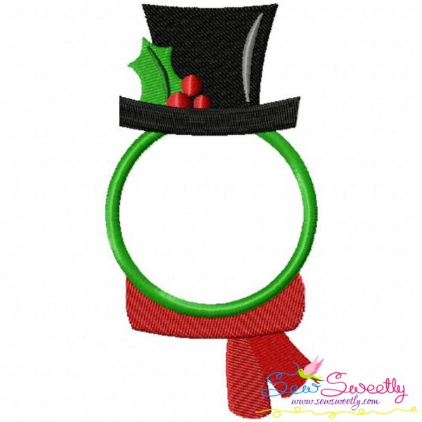 Snowman Monogram Frame Embroidery Design Pattern-1
